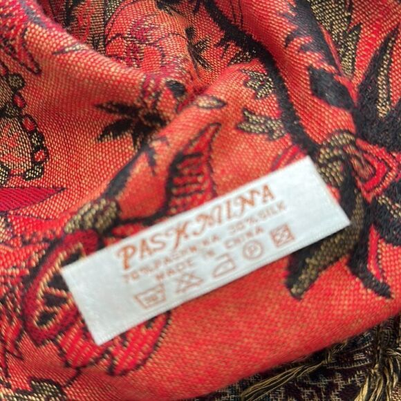 Pashmina Silk Blend Floral Scarf - Picture 4 of 4